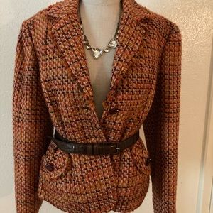 Requirements Petite Texture Pattern Woven wool blend Blazer - size 14P